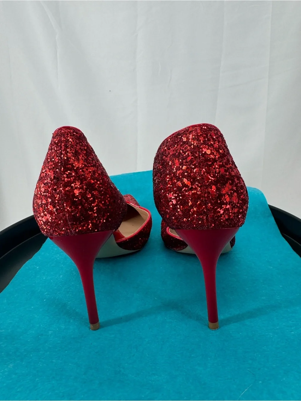 Red Glitter Pointed-Toe High Heels Size 43 3.5” Stiletto Heel 0267